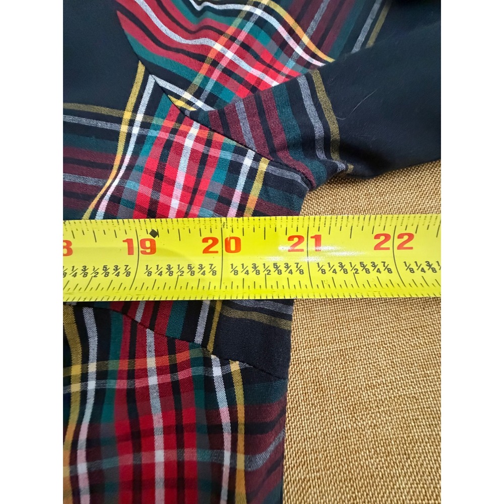 J.Crew Re-Imagined Plaid Button Down Shirt Womens Medium Red Green Navy Stretch - Picture 4 of 6